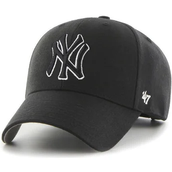 Μαύρο καμπυλωτό καπέλο snapback με άσπρο και μαύρο λογότυπο των New York Yankees MLB MVP από την 47 Brand