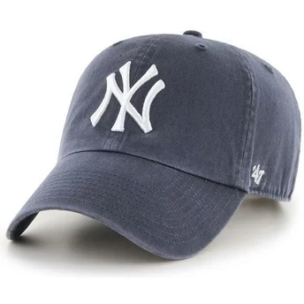 gorra-curva-gris-denim-de-new-york-yankees-mlb-clean-up-de-47-brand