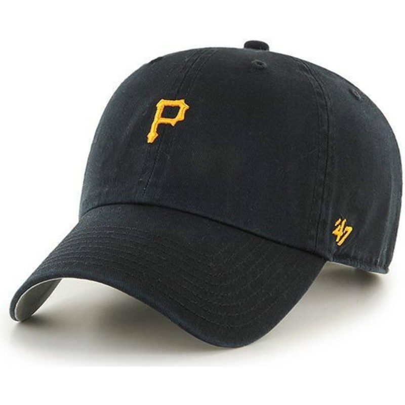 47-brand-curved-brim-pittsburgh-pirates-mini-logo-mlb-clean-up-black-cap