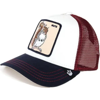 Gorra trucker blanca y roja ardilla Bonkers de Goorin Bros.