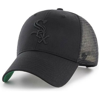 47 Brand Black Logo Chicago White Sox MLB MVP Branson Black Trucker Hat