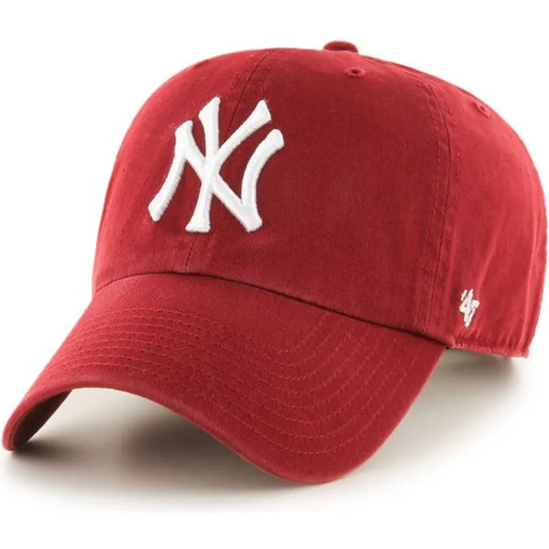 ciemnoczerwona-zakrzywiona-czapka-new-york-yankees-mlb-clean-up-od-47-brand