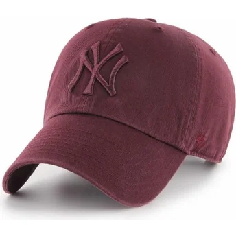 Gorra curva granate con logos granates de New York Yankees MLB Clean Up de 47 Brand