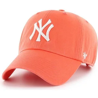 Casquette courbée orange pamplemousse New York Yankees MLB Clean Up 47 Brand