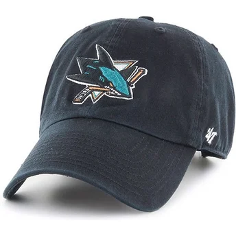 47 Brand Curved Brim San Jose Sharks NHL Clean Up Black Cap