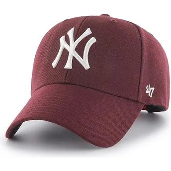 Gebogene weinrote Kappe mit weißem Logo Snapback von New York Yankees MLB MVP von 47 Brand