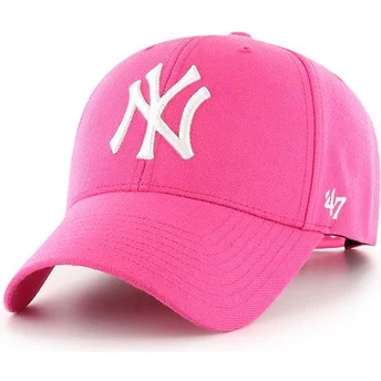 47 Brand Curved Brim New York Yankees MLB MVP Magenta Snapback Cap pink