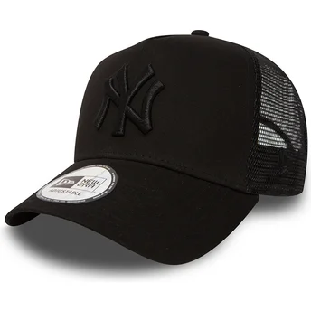 Μαύρο καπέλο trucker με μαύρο λογότυπο Clean A Frame των New York Yankees MLB από τη New Era