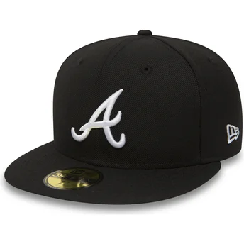 Schwarze enganliegende 59FIFTY Essential Flatcap der Atlanta Braves MLB von New Era