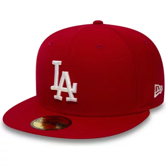 casquette-plate-rouge-ajustee-59fifty-essential-los-angeles-dodgers-mlb-new-era