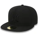 new-era-flat-brim-59fifty-schwarz-on-schwarz-new-york-yankees-mlb-fitted-cap-schwarz