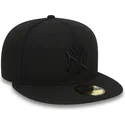 new-era-flat-brim-59fifty-schwarz-on-schwarz-new-york-yankees-mlb-fitted-cap-schwarz