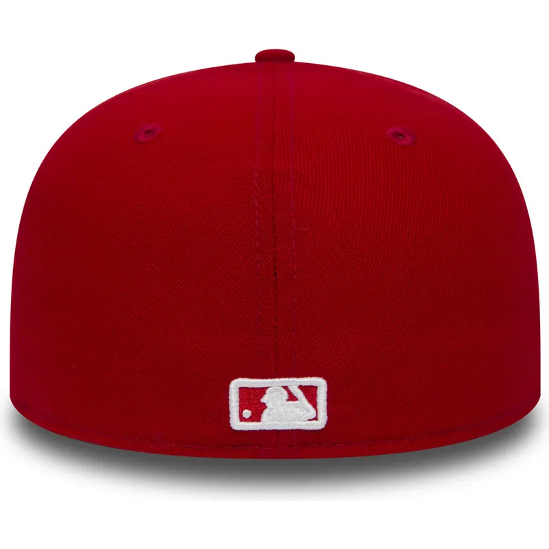 rote-angepasste-59fifty-essential-flat-cap-der-new-york-yankees-mlb-von-new-era