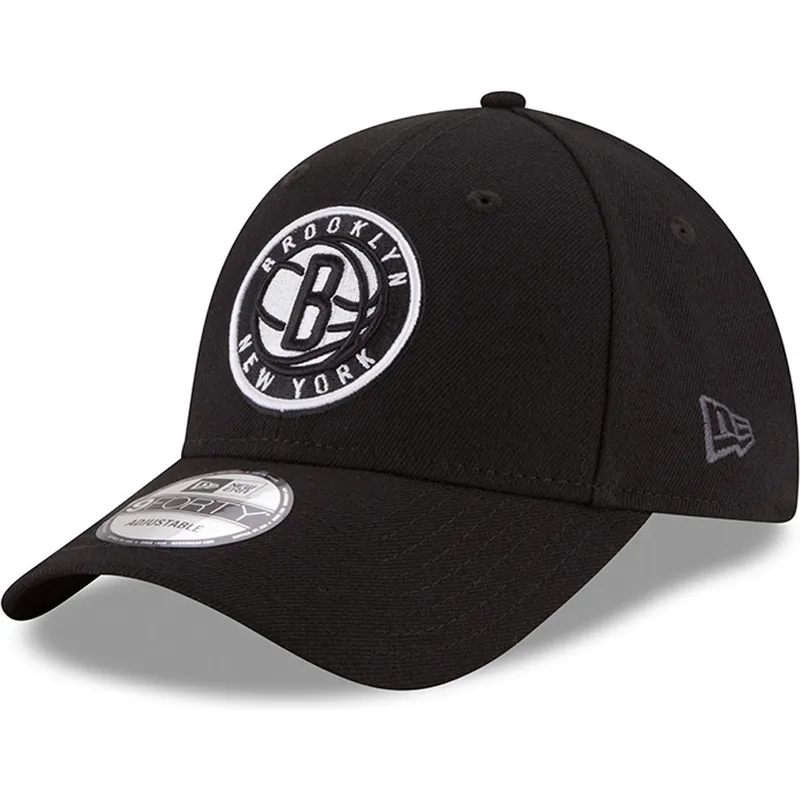 New Era Curved Brim 9FORTY The League Brooklyn Nets NBA Black Adjustable Cap