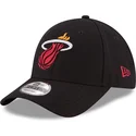 new-era-curved-brim-9forty-the-league-miami-heat-nba-adjustable-cap-schwarz