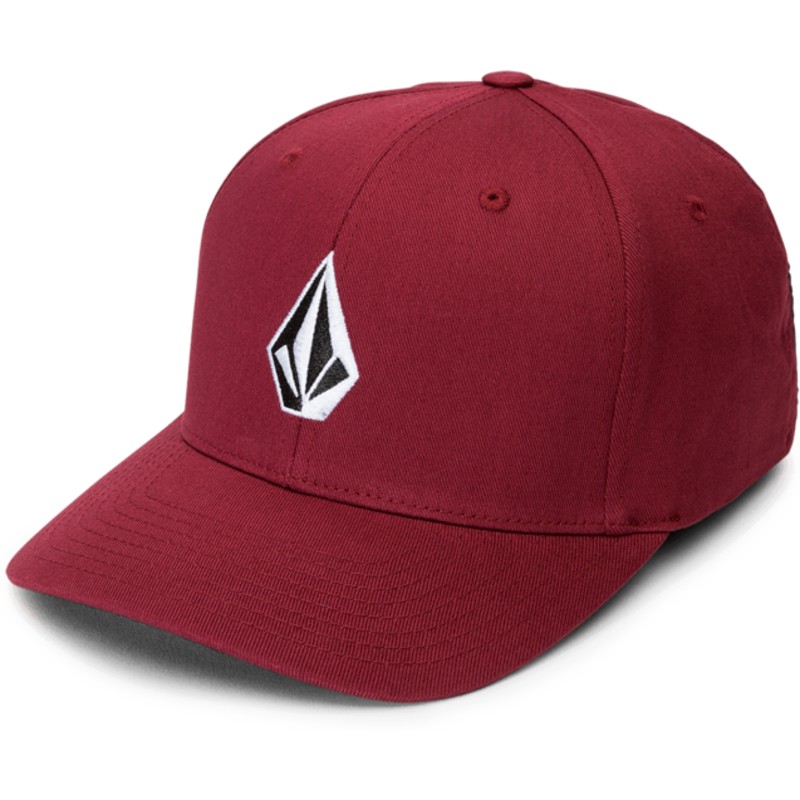 volcom-curved-brim-crimson-full-stone-xfit-red-fitted-cap