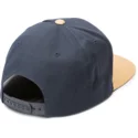 volcom-flat-brim-midnight-blue-quarter-twill-navy-blue-snapback-cap-with-brown-visor