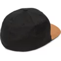 volcom-curved-brim-mud-full-stone-hthr-xfit-black-fitted-cap-with-brown-visor