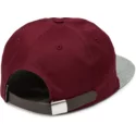 volcom-flat-brim-wild-ginger-stone-battery-red-adjustable-cap-with-grey-visor