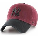 47-brand-curved-brim-black-logo-new-york-yankees-mlb-clean-up-two-tone-red-cap-with-black-visor