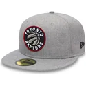 casquette-plate-grise-ajustee-59fifty-heather-toronto-raptors-nba-new-era