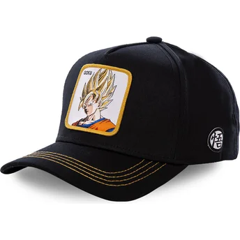 Snapback-Kappe mit gebogenem Schirm in Schwarz, Son Goku Super Saiyan GO2 Dragon Ball von Capslab