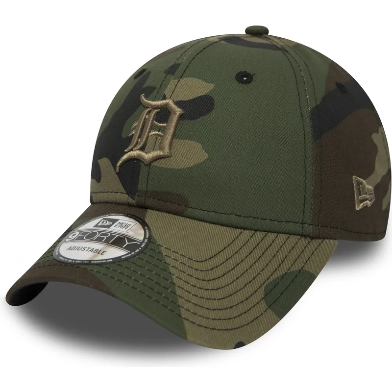 New Era Curved Brim Brown Logo 9FORTY Essential de Detroit Tigers MLB Camouflage Adjustable Cap Caphunters