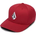 volcom-curved-brim-burgundy-full-stone-xfit-red-fitted-cap