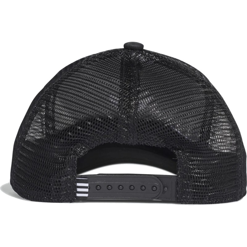 Adidas Flat Brim Trefoil Black Trucker Hat: Caphunters.ca