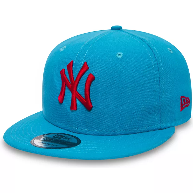 casquette-plate-bleue-snapback-avec-logo-rouge-9fifty-essential-league-new-york-yankees-mlb-new-era