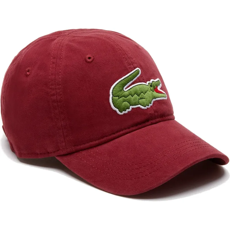 Lacoste Curved Brim Big Croc Gabardine Maroon Adjustable Cap