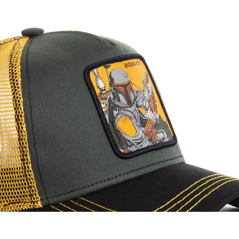 Capslab Boba Fett BOB Star Wars Green and Yellow Trucker Hat Caphunters.ca