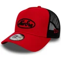 casquette-trucker-rouge-et-noire-oval-script-a-frame-new-era