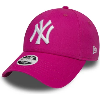 Ροζ καπέλο με καμπύλη, ρυθμιζόμενο 9FORTY Essential των New York Yankees MLB από τη New Era
