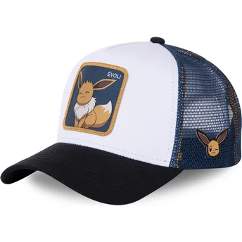 Gorra trucker blanca, azul y negra Eevee EVO3 Pokémon de Capslab