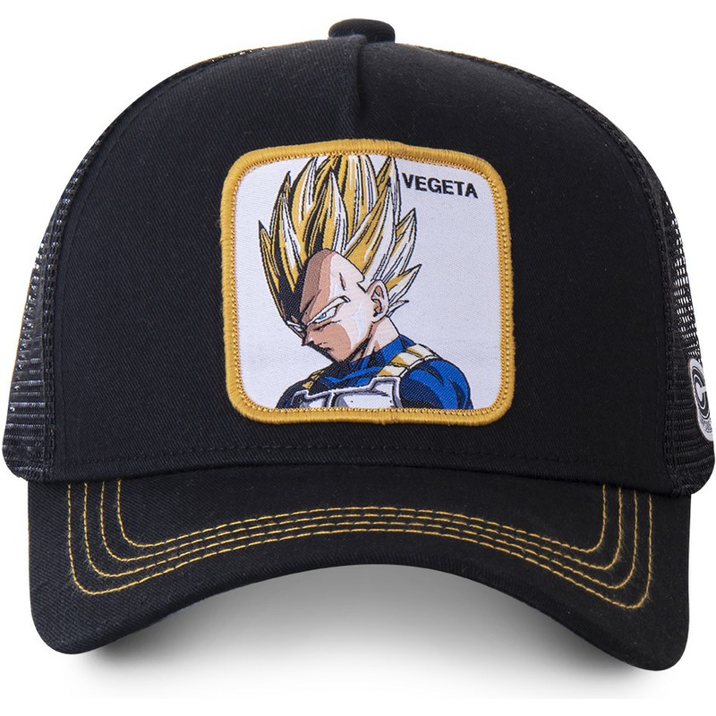 Capslab Vegeta Super Saiyan VE4 Dragon Ball Black Trucker Hat: 