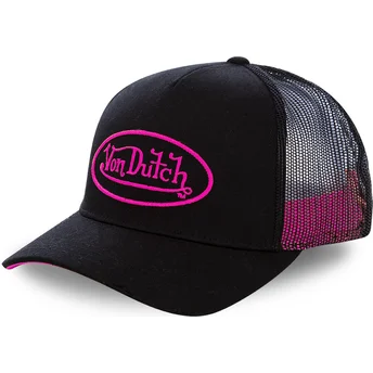 Casquette trucker noire avec logo rose NEO PIN Von Dutch