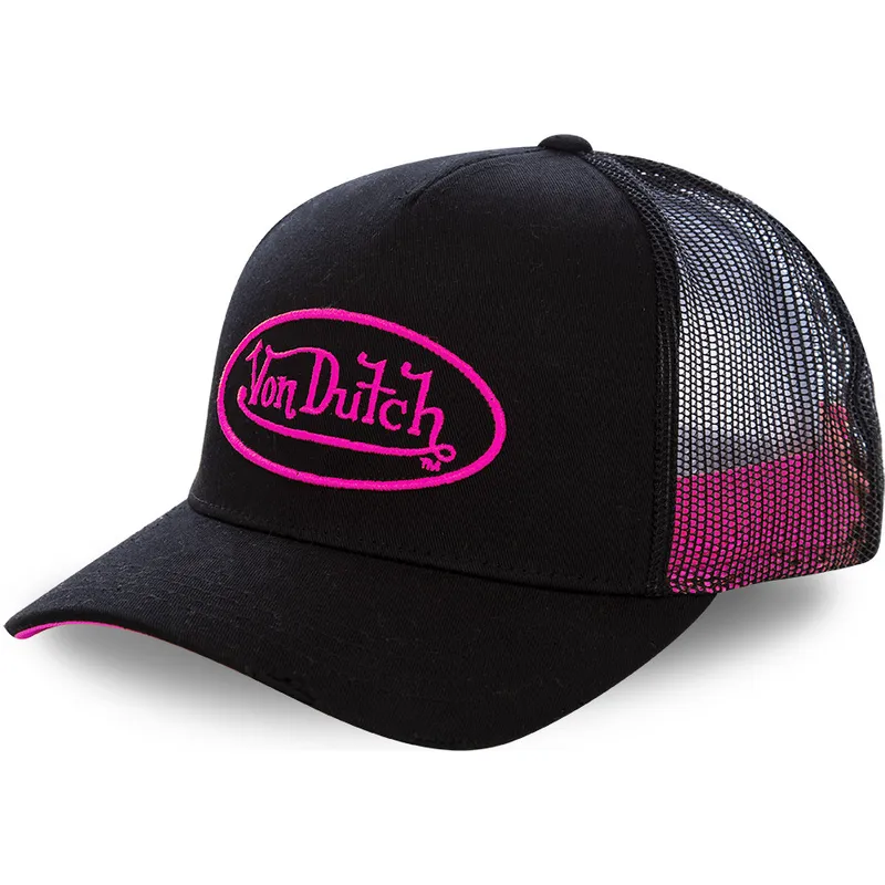 gorra-trucker-negra-con-logo-rosa-neo-pin-de-von-dutch