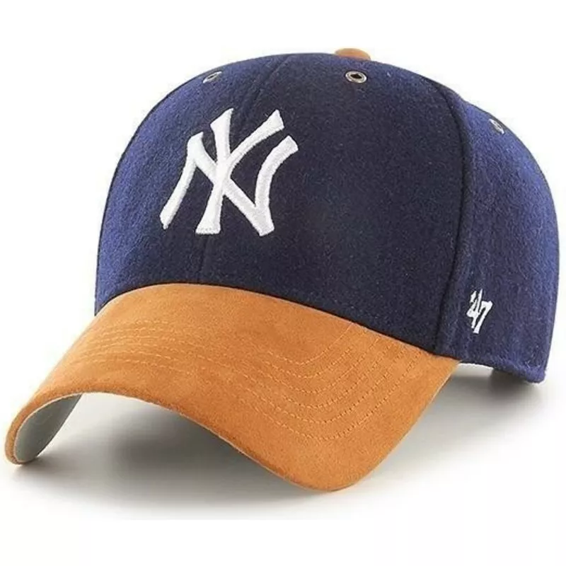 47-brand-curved-brim-mvp-willowbrook-new-york-yankees-mlb-navy-blue-adjustable-cap-with-brown-visor