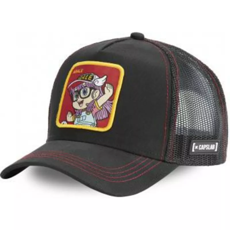 capslab-arale-norimaki-rob2-dr-slump-black-trucker-hat