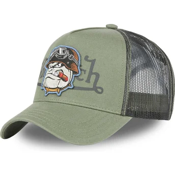 Czapka trucker zielona pies buldog BULL K Von Dutch