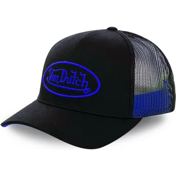 Von Dutch Blue Logo NEO BLU Black Trucker Hat