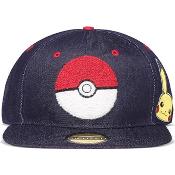 Gorra plana azul vaquero snapback Poké Ball Pikachu Pokémon de Difuzed