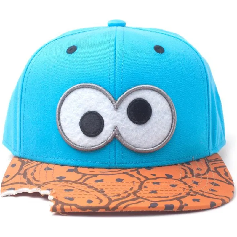 czapka-z-daszkiem-niebiesko-brazowa-snapback-ciasteczkowy-potwor-cookie-bite-ulica-sezamkowa-od-difuzed