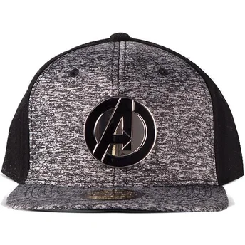 Καπέλο snapback γκρι και μαύρο με επίπεδο γείσο Metal Avengers Logo Marvel Comics από τη Difuzed