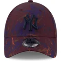 new-era-curved-brim-navy-blue-logo-9forty-ray-scape-new-york-yankees-mlb-maroon-adjustable-cap