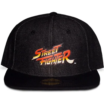 Μαύρο επίπεδο καπέλο snapback με λογότυπο Street Fighter από την Difuzed