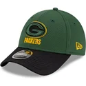new-era-curved-brim-9forty-stretch-snap-sideline-road-green-bay-packers-nfl-green-and-black-snapback-cap