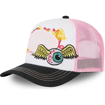 Gorra trucker blanca, rosa y negra PAT PIN de Von Dutch