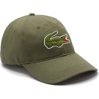 Lacoste Curved Brim Contrast Strap Oversized Crocodile Green Adjustable Cap
